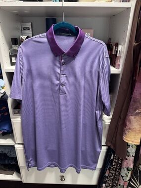Greyson Purple Striped Polo with Contrast Collar